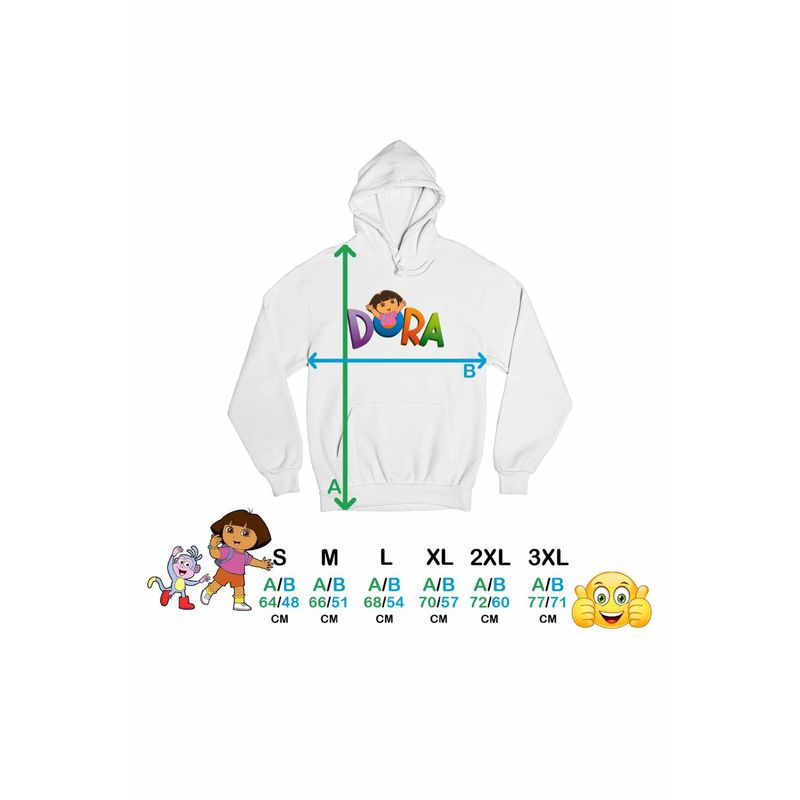 Fashion, accesorii si bijuterii - Femei - Imbracaminte femei - Hanorace femei - Hanorac Femei Desene Animate Dora Exploratoarea Explorer, alb, marime 2XL - Infinity.ro