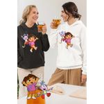 Fashion, accesorii si bijuterii - Femei - Imbracaminte femei - Hanorace femei - Hanorac Femei Dora Explorer Maimuta Aventuri, alb, marime S - Infinity.ro