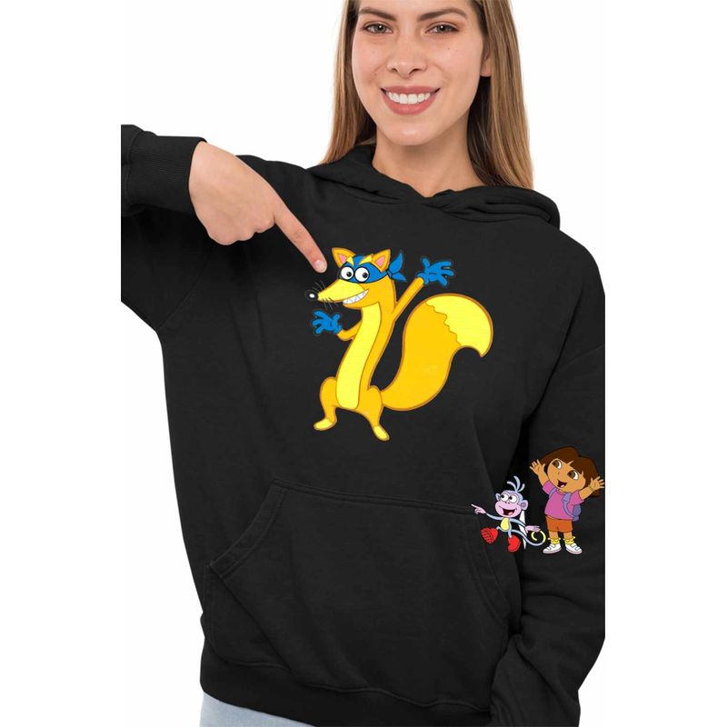 Fashion, accesorii si bijuterii - Femei - Imbracaminte femei - Hanorace femei - Hanorac Femei Dora Exploratoarea Swiper Hotomanul, negru, marime S - Infinity.ro