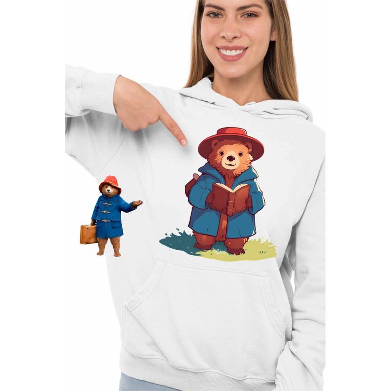 Fashion, accesorii si bijuterii - Femei - Imbracaminte femei - Hanorace femei - Hanorac Femei Paddington Peru Urs Palarie, alb, marime 3XL - Infinity.ro
