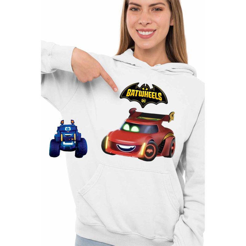 Fashion, accesorii si bijuterii - Femei - Imbracaminte femei - Hanorace femei - Hanorac Femei Batwheels Redbird Batroti Robin Desene Masini, alb, marime L - Infinity.ro