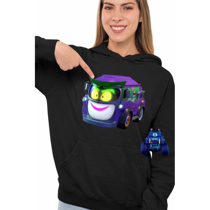 Fashion, accesorii si bijuterii - Femei - Imbracaminte femei - Hanorace femei - Hanorac Femei Batwheels Prank Joker Masina Batroti Desene Animate Masini, negru, marime XL - Infinity.ro