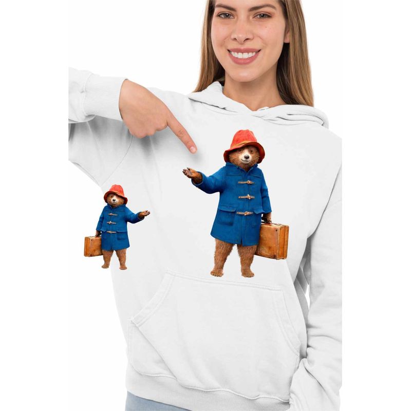 Fashion, accesorii si bijuterii - Femei - Imbracaminte femei - Hanorace femei - Hanorac Femei Paddington Valiza Urs, alb, marime XL - Infinity.ro