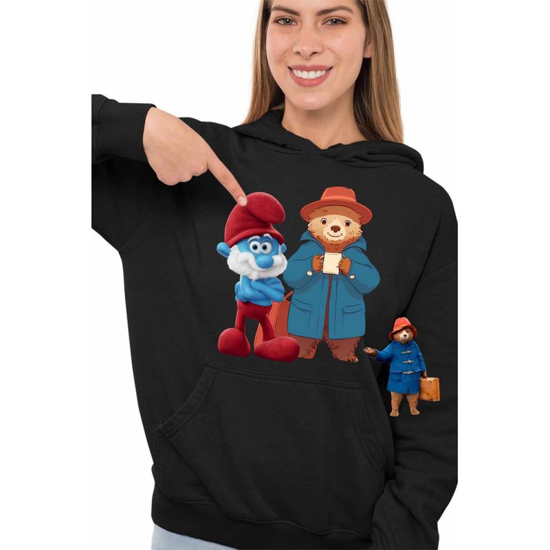 Fashion, accesorii si bijuterii - Femei - Imbracaminte femei - Hanorace femei - Hanorac Femei Paddington Papa Strumf, negru, marime XL - Infinity.ro