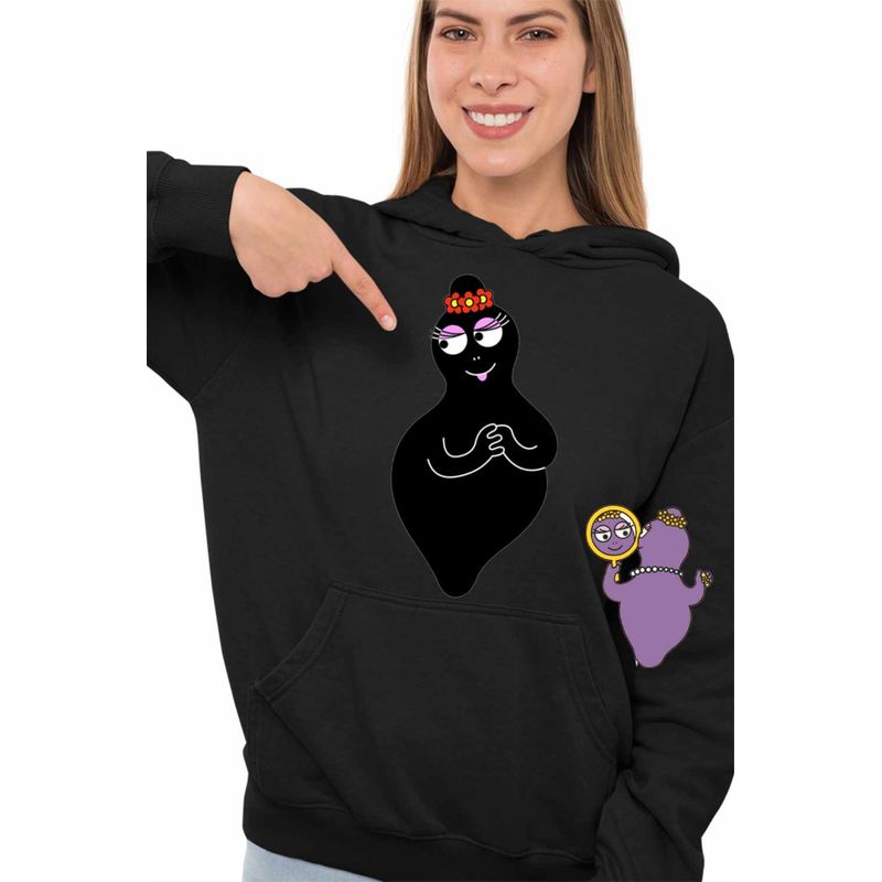 Fashion, accesorii si bijuterii - Femei - Imbracaminte femei - Hanorace femei - Hanorac Femei Barbamama Barbapapa, negru, marime 2XL - Infinity.ro