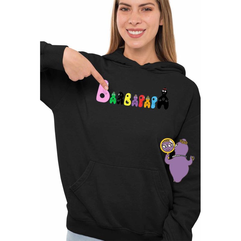 Fashion, accesorii si bijuterii - Femei - Imbracaminte femei - Hanorace femei - Hanorac Femei Barbapapa Logo Inspiratie, negru, marime 3XL - Infinity.ro