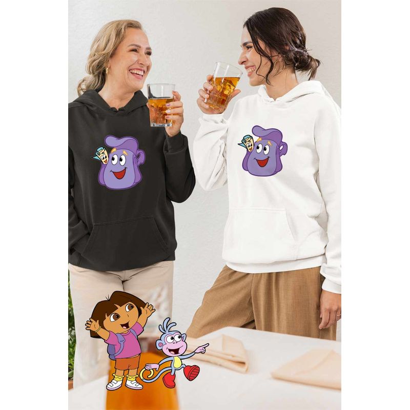 Fashion, accesorii si bijuterii - Femei - Imbracaminte femei - Hanorace femei - Hanorac Femei Dora Explorer Ghiozdan Harta Actiune, alb, marime 2XL - Infinity.ro