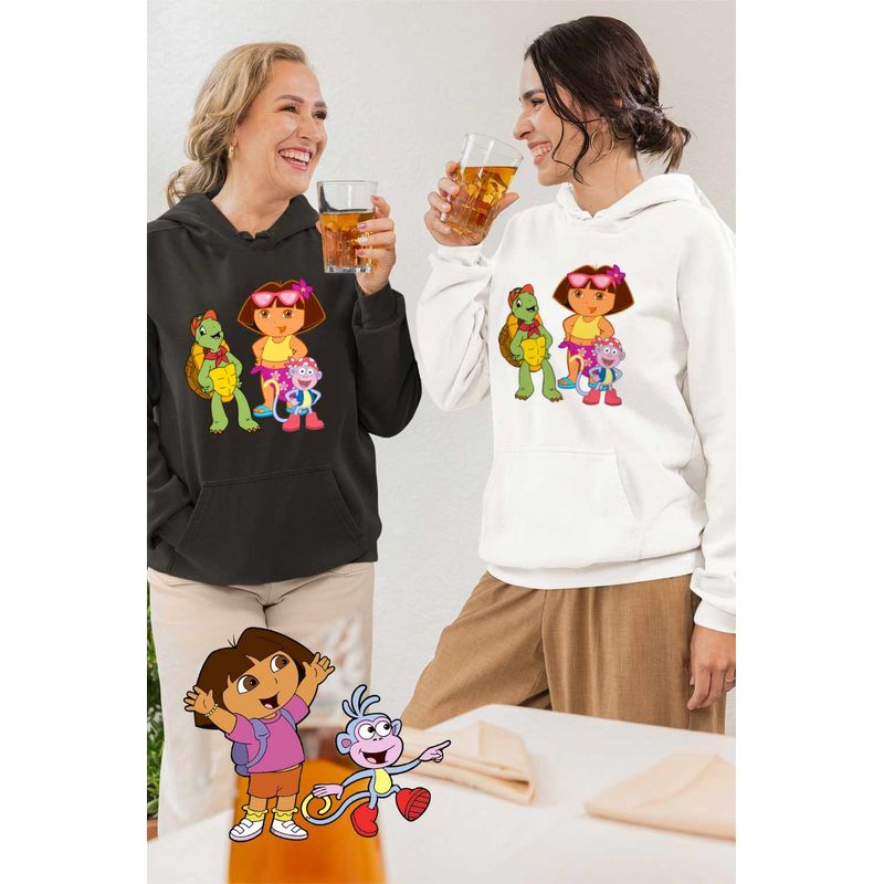 Fashion, accesorii si bijuterii - Femei - Imbracaminte femei - Hanorace femei - Hanorac Femei Dora Exploratoarea Franklin Explorer Maimuta, alb, marime 3XL - Infinity.ro