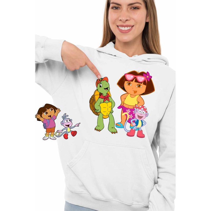 Fashion, accesorii si bijuterii - Femei - Imbracaminte femei - Hanorace femei - Hanorac Femei Dora Exploratoarea Franklin Explorer Maimuta, alb, marime 3XL - Infinity.ro