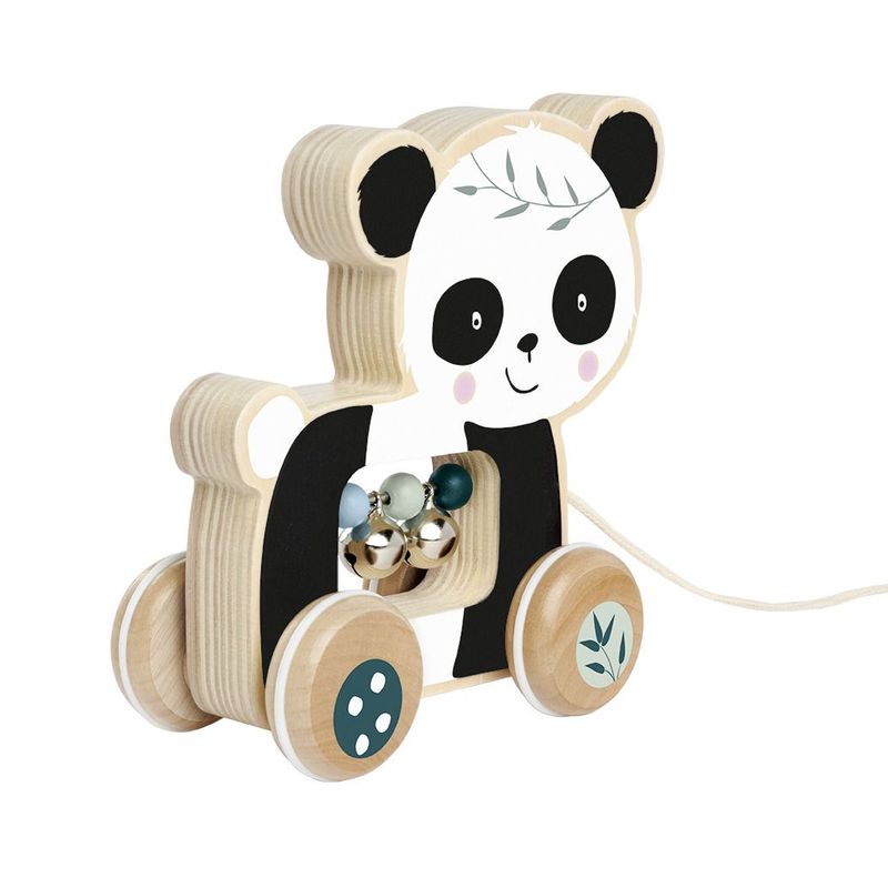 Jucarii, Copii si Bebe - Jucarii si jocuri - Jucarii bebelusi - Jucarii de tras/impins - Eichhorn jucarie de tras ursulet panda de lemn 15 cm - Infinity.ro