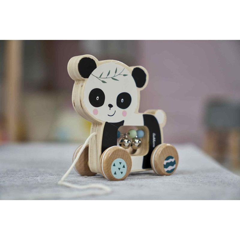 Jucarii, Copii si Bebe - Jucarii si jocuri - Jucarii bebelusi - Jucarii de tras/impins - Eichhorn jucarie de tras ursulet panda de lemn 15 cm - Infinity.ro