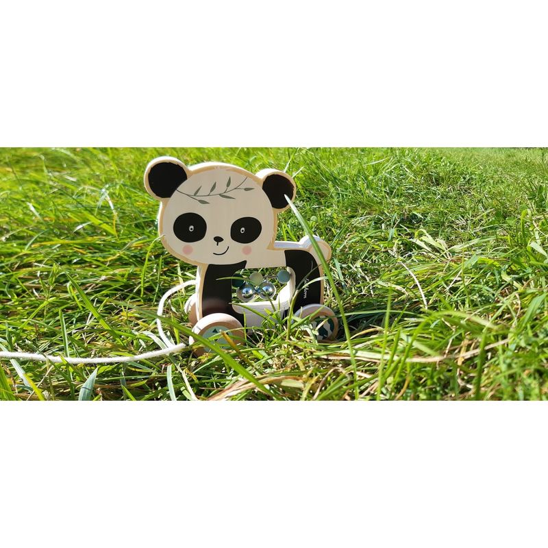 Jucarii, Copii si Bebe - Jucarii si jocuri - Jucarii bebelusi - Jucarii de tras/impins - Eichhorn jucarie de tras ursulet panda de lemn 15 cm - Infinity.ro