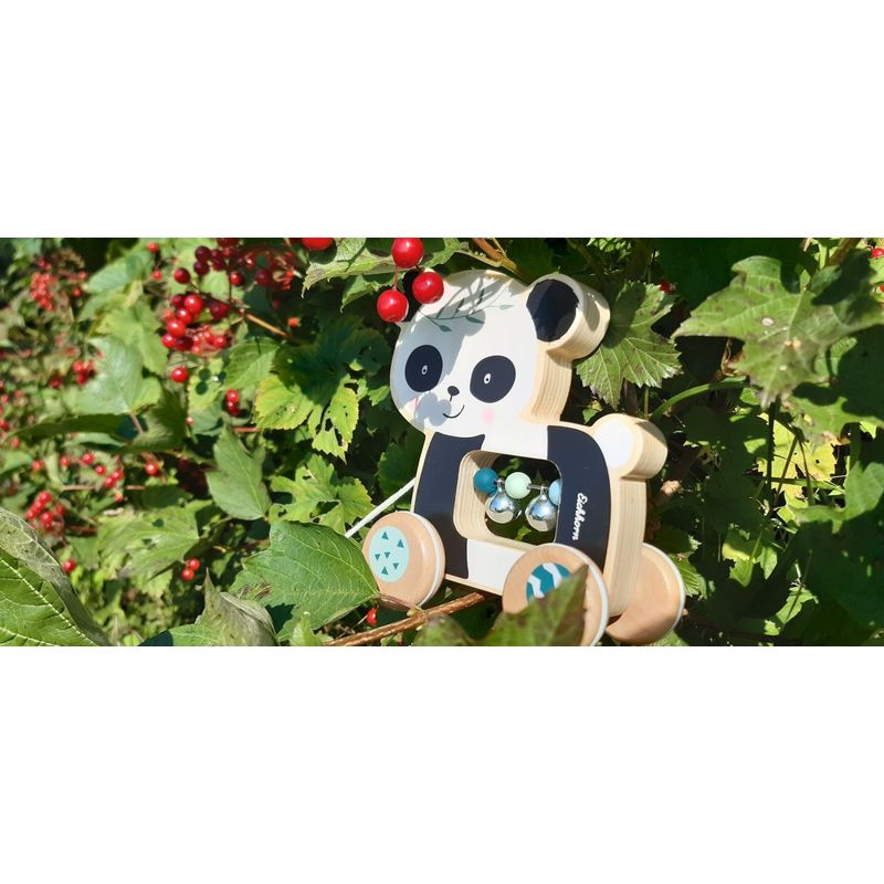 Jucarii, Copii si Bebe - Jucarii si jocuri - Jucarii bebelusi - Jucarii de tras/impins - Eichhorn jucarie de tras ursulet panda de lemn 15 cm - Infinity.ro