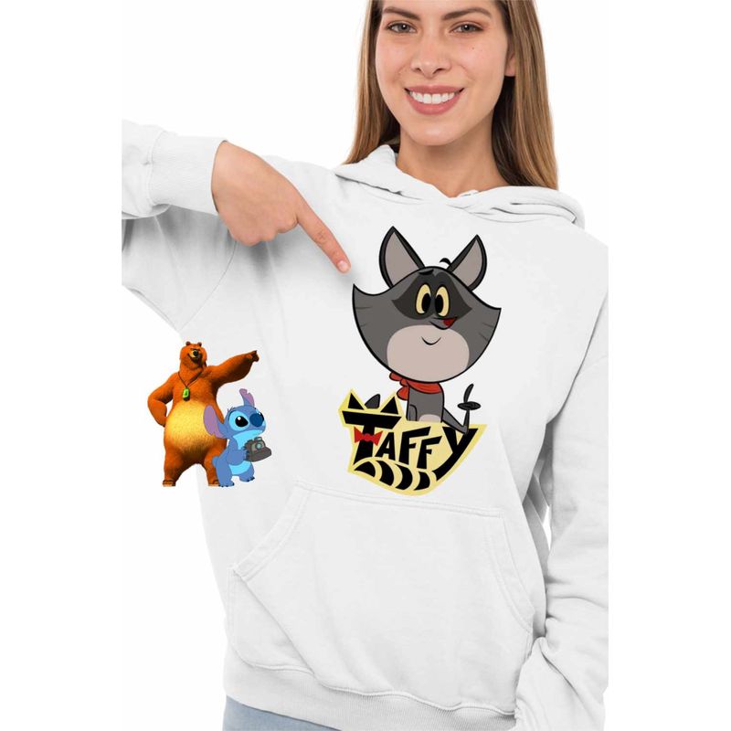 Fashion, accesorii si bijuterii - Femei - Imbracaminte femei - Hanorace femei - Hanorac Femei Taffy Raton, alb, marime 3XL - Infinity.ro