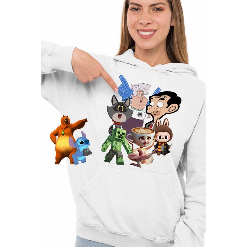 Fashion, accesorii si bijuterii - Femei - Imbracaminte femei - Hanorace femei - Hanorac Femei Taffy Mr Bean Creeper Balerina Labubu Harry Potter, alb, marime 2XL - Infinity.ro
