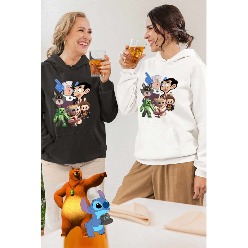 Fashion, accesorii si bijuterii - Femei - Imbracaminte femei - Hanorace femei - Hanorac Femei Taffy Mr Bean Creeper Balerina Labubu Harry Potter, alb, marime 2XL - Infinity.ro