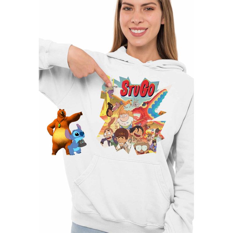 Fashion, accesorii si bijuterii - Femei - Imbracaminte femei - Hanorace femei - Hanorac Femei StuGo Desen Animat, alb, marime 2XL - Infinity.ro