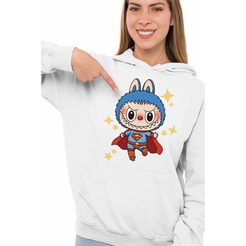 Fashion, accesorii si bijuterii - Femei - Imbracaminte femei - Hanorace femei - Hanorac Femei Labubu Superman Marvel, alb, marime S - Infinity.ro