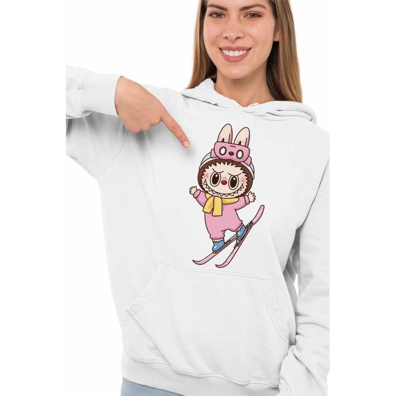 Fashion, accesorii si bijuterii - Femei - Imbracaminte femei - Hanorace femei - Hanorac Femei Labubu Ski Iarna Munte Zapada, alb, marime S - Infinity.ro
