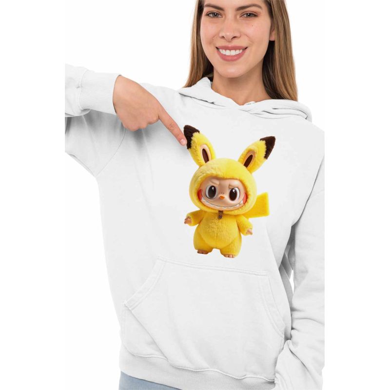 Fashion, accesorii si bijuterii - Femei - Imbracaminte femei - Hanorace femei - Hanorac Femei Labubu Pikachu Pokemon, alb, marime S - Infinity.ro