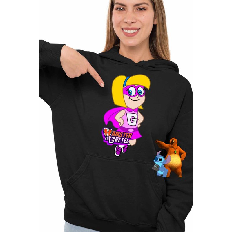 Fashion, accesorii si bijuterii - Femei - Imbracaminte femei - Hanorace femei - Hanorac Femei Hamster Gretel Super Eroi Gretal, negru, marime S - Infinity.ro