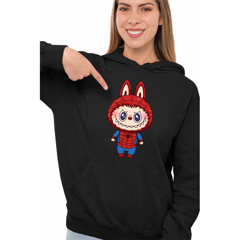 Fashion, accesorii si bijuterii - Femei - Imbracaminte femei - Hanorace femei - Hanorac Femei Labubu Spiderman Marvel Spidey Paienjenel, negru, marime M - Infinity.ro