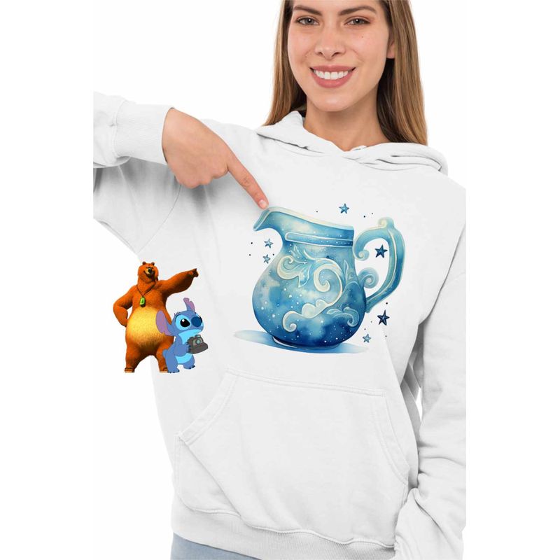 Fashion, accesorii si bijuterii - Femei - Imbracaminte femei - Hanorace femei - Hanorac Femei Varsator Baby Zodiac Horoscop Aquarius Astrologie, alb, marime L - Infinity.ro