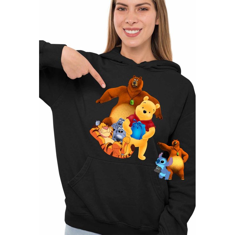 Fashion, accesorii si bijuterii - Femei - Imbracaminte femei - Hanorace femei - Hanorac Femei Grizzy Lemingii Winnie the Pooh, negru, marime XL - Infinity.ro