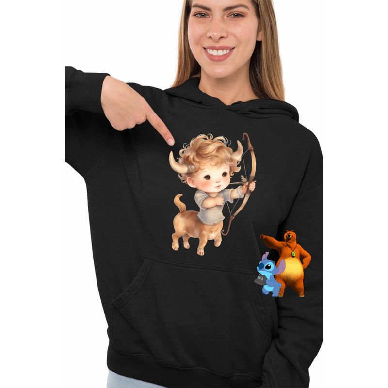 Fashion, accesorii si bijuterii - Femei - Imbracaminte femei - Hanorace femei - Hanorac Femei Sagetator Baby Zodiac Horoscop Sagittarius Astrologie, negru, marime XL - Infinity.ro