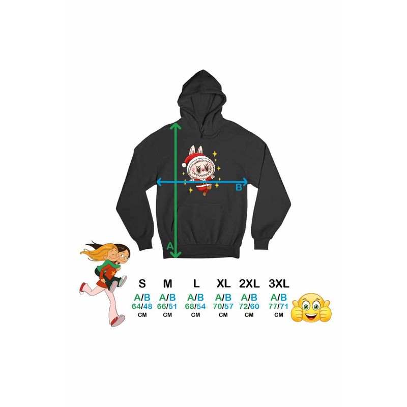 Fashion, accesorii si bijuterii - Femei - Imbracaminte femei - Hanorace femei - Hanorac Femei Labubu Mos Craciun, negru, marime S - Infinity.ro