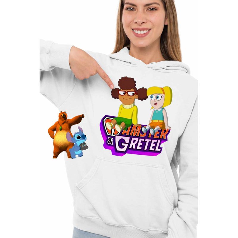 Fashion, accesorii si bijuterii - Femei - Imbracaminte femei - Hanorace femei - Hanorac Femei Bailey Hamster Gretel Prietene, alb, marime L - Infinity.ro