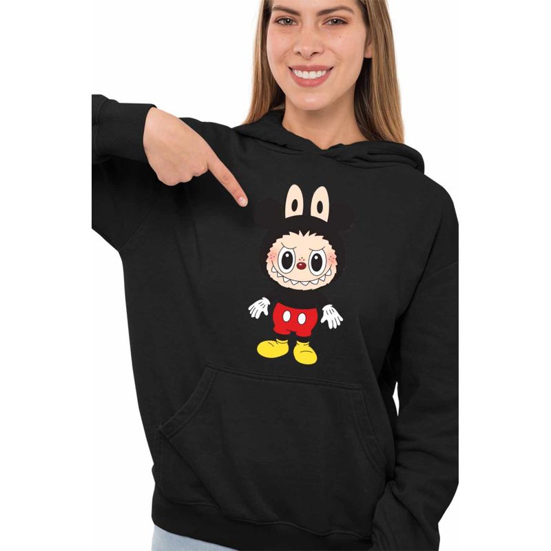Fashion, accesorii si bijuterii - Femei - Imbracaminte femei - Hanorace femei - Hanorac Femei Labubu Mickey Mouse, negru, marime 2XL - Infinity.ro