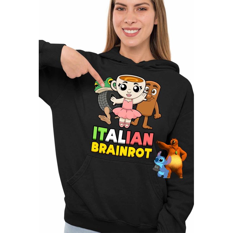 Fashion, accesorii si bijuterii - Femei - Imbracaminte femei - Hanorace femei - Hanorac Femei Italian Ballerina Tung Boneca Brainrot Brain Rot, negru, marime 2XL - Infinity.ro