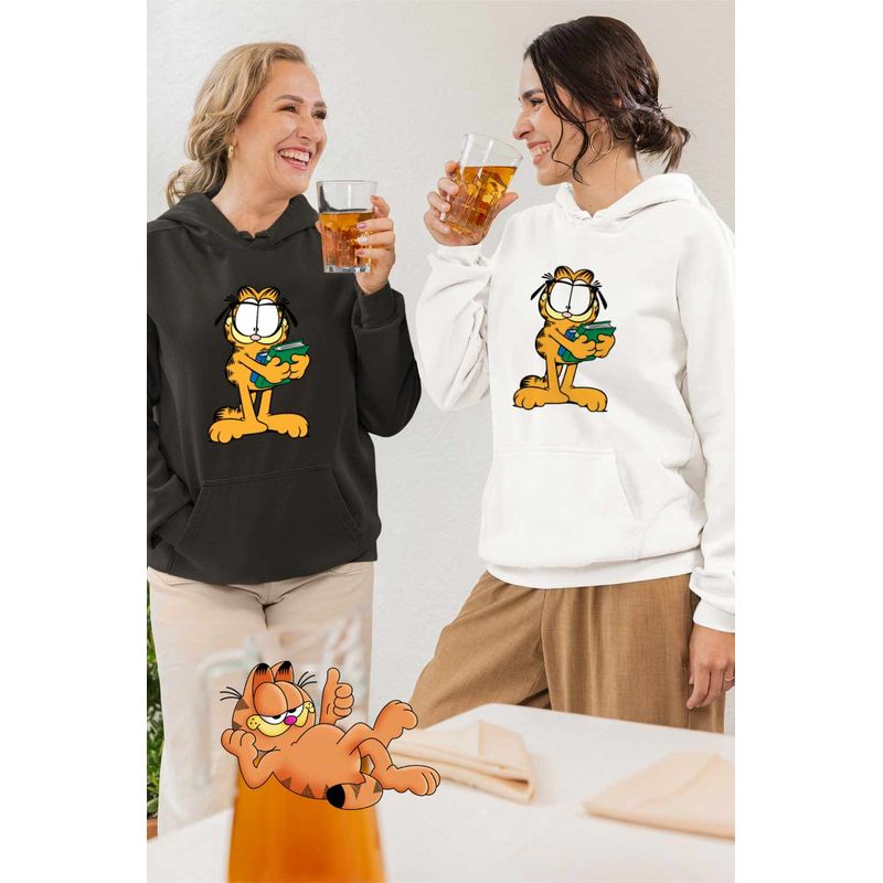Fashion, accesorii si bijuterii - Femei - Imbracaminte femei - Hanorace femei - Hanorac Femei Garfield Carti Scoala Invata, alb, marime M - Infinity.ro
