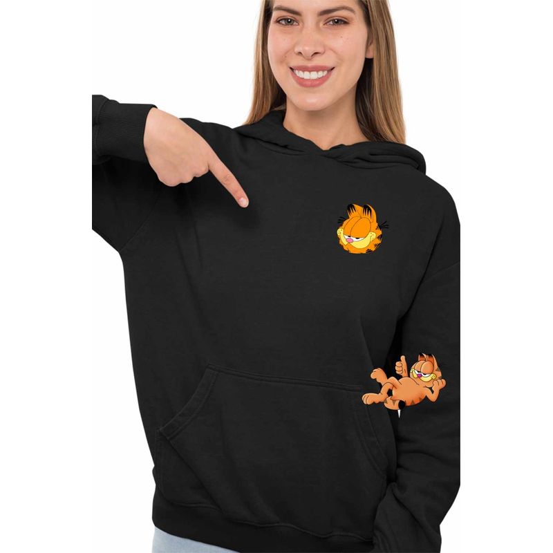 Fashion, accesorii si bijuterii - Femei - Imbracaminte femei - Hanorace femei - Hanorac Femei Garfield Privire Sarcastica, negru, marime S - Infinity.ro