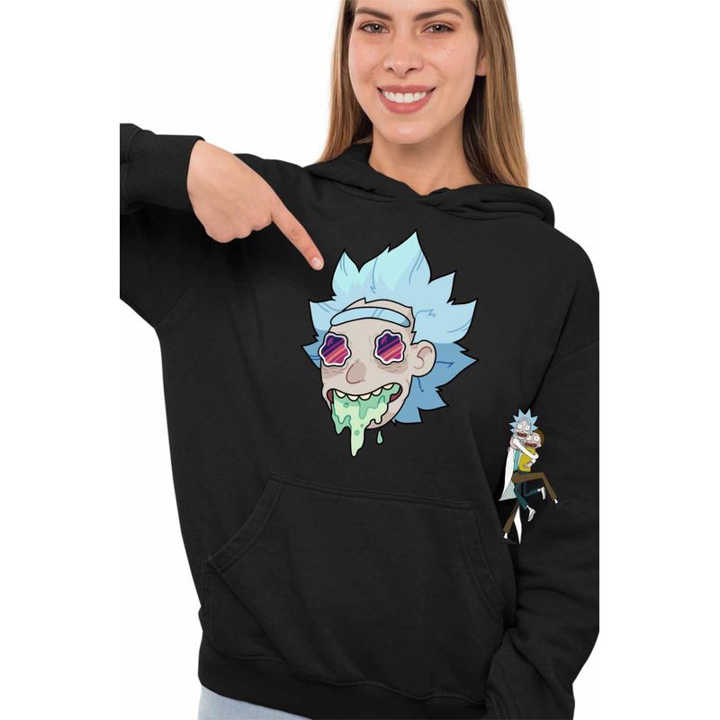 Fashion, accesorii si bijuterii - Femei - Imbracaminte femei - Hanorace femei - Hanorac Femei Rick and Morty Legend, negru, marime M - Infinity.ro