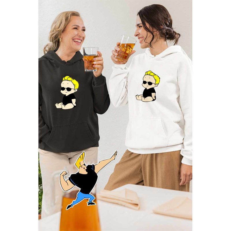 Fashion, accesorii si bijuterii - Femei - Imbracaminte femei - Hanorace femei - Hanorac Femei Johnny Bravo Bebelus Blond Ochelari, alb, marime 2XL - Infinity.ro