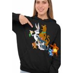 Fashion, accesorii si bijuterii - Femei - Imbracaminte femei - Hanorace femei - Hanorac Femei Tom Jeryy Scooby Doo Bugs Bunny, negru, marime L - Infinity.ro