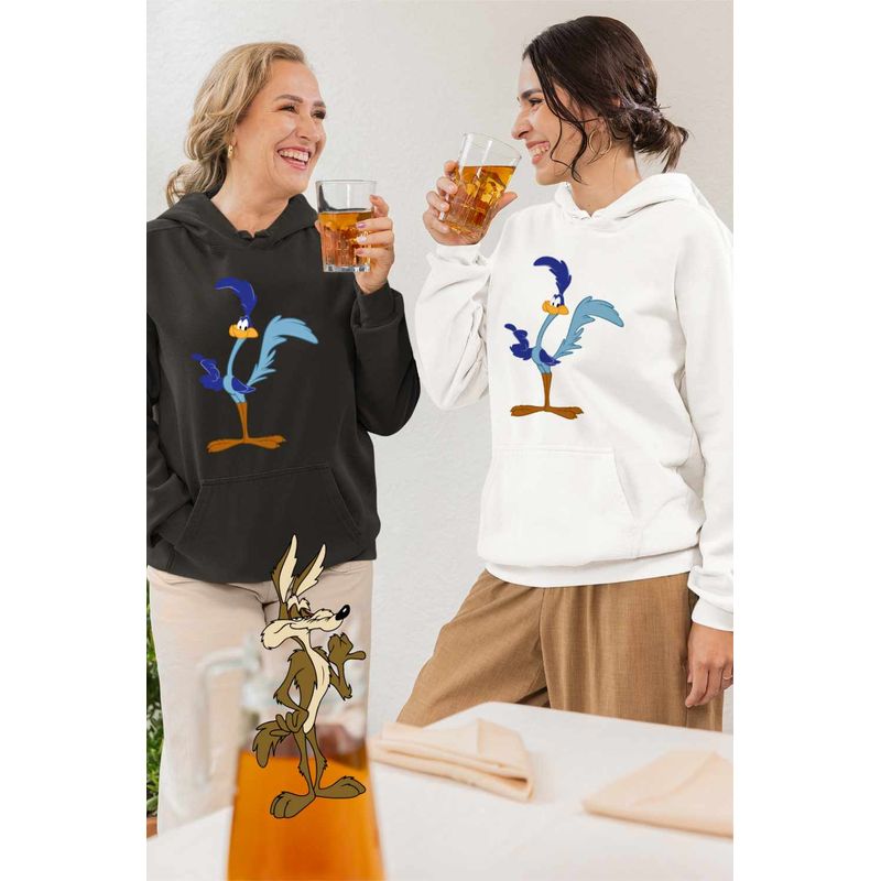 Fashion, accesorii si bijuterii - Femei - Imbracaminte femei - Hanorace femei - Hanorac Femei Coiotul Strutul Bip Bip Desene Animate, alb, marime 3XL - Infinity.ro