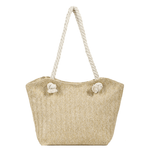Fashion, accesorii si bijuterii - Femei - Accesorii femei - Genti si rucsacuri femei - Geanta de Plaja din Paie Impletita, Model Casual, Crem, 40x30x15 cm - Infinity.ro