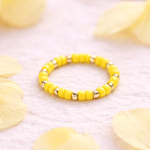 Fashion, accesorii si bijuterii - Femei - Bijuterii femei - Coliere femei - Inel flexibil din margele Crisalida, marime universala, Galben - Infinity.ro