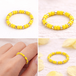 Fashion, accesorii si bijuterii - Femei - Bijuterii femei - Coliere femei - Inel flexibil din margele Crisalida, marime universala, Galben - Infinity.ro