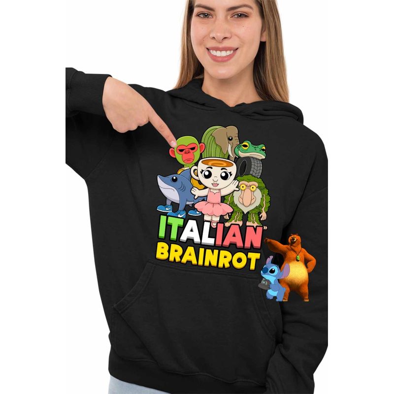 Fashion, accesorii si bijuterii - Femei - Imbracaminte femei - Hanorace femei - Hanorac Femei Italian Ballerina Tralalero BrrBrr Brainrot Brain Rot, negru, marime S - Infinity.ro