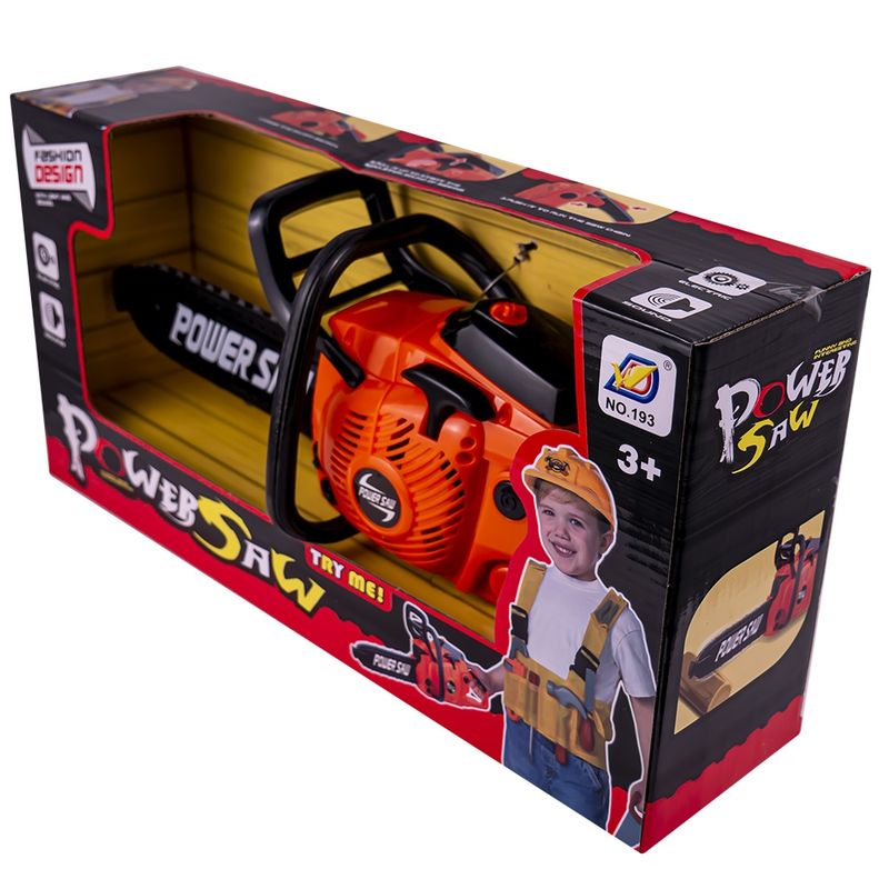 Jucarii, Copii si Bebe - Jucarii si jocuri - Jucarii de rol - Ateliere si bancuri de lucru - Drujba de Jucarie cu Baterii 39 cm, Lant Rotativ din Cauciuc, Efecte Sonore Realiste si Maneta cu Soc - Infinity.ro