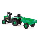 Jucarii, Copii si Bebe - Jucarii si jocuri - Jucarii de exterior - Masinute si vehicule pentru copii - Tractor cu Pedale si Remorca Detasabila Dolu Verde 143 cm, Volan cu Claxon, Transmisie cu Lant Protejata - Infinity.ro