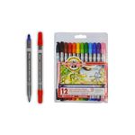 Carti si Birotica - Birotica - Instrumente de scris - Markere si carioci - Set 12 Carioci Koh-I-Noor cu 2 Capete, Varf Subtire 2-3 mm si Gros 3-7 mm, Cerneala Lavabila, Varfuri Rezistente Etui PP - Infinity.ro