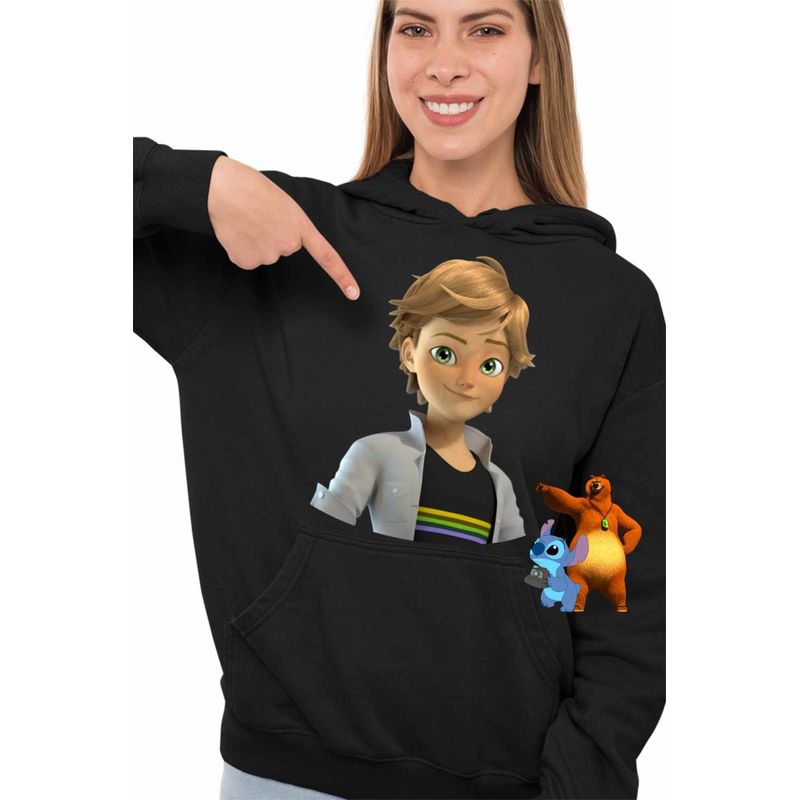 Fashion, accesorii si bijuterii - Femei - Imbracaminte femei - Hanorace femei - Hanorac Femei Adrien Agreste Miraculous Buburuza Noir, negru, marime S - Infinity.ro