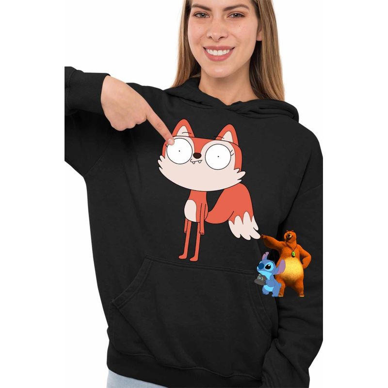 Fashion, accesorii si bijuterii - Femei - Imbracaminte femei - Hanorace femei - Hanorac Femei Candle Fox Kiff Dublat, negru, marime S - Infinity.ro