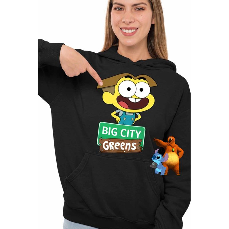 Fashion, accesorii si bijuterii - Femei - Imbracaminte femei - Hanorace femei - Hanorac Femei Familia Green Cricket Big City Greens, negru, marime S - Infinity.ro