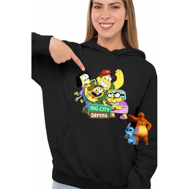 Fashion, accesorii si bijuterii - Femei - Imbracaminte femei - Hanorace femei - Hanorac Femei Familia Green la Oras Desene, negru, marime S - Infinity.ro